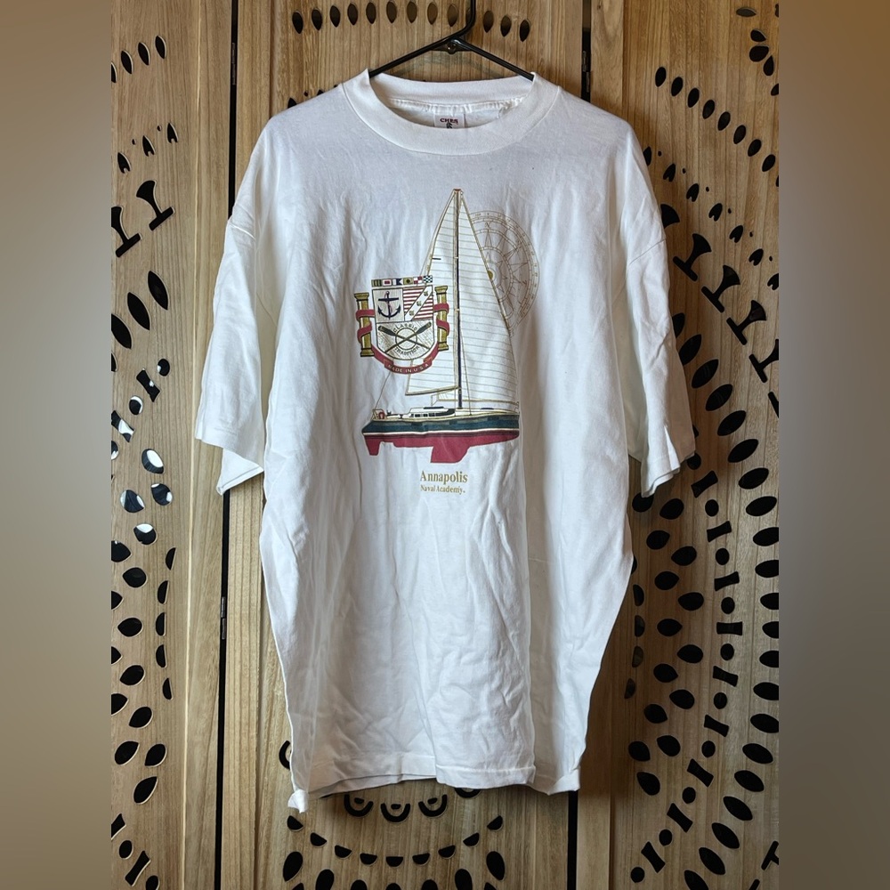 Vintage Annapolis Naval Academy CHES White Premium T-Shirt XXL 90’s Made in USA